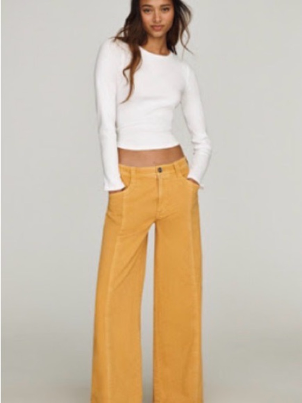 Anthropologie Pilcro Wide Leg High-Rise Women’s Jeans in Mustard